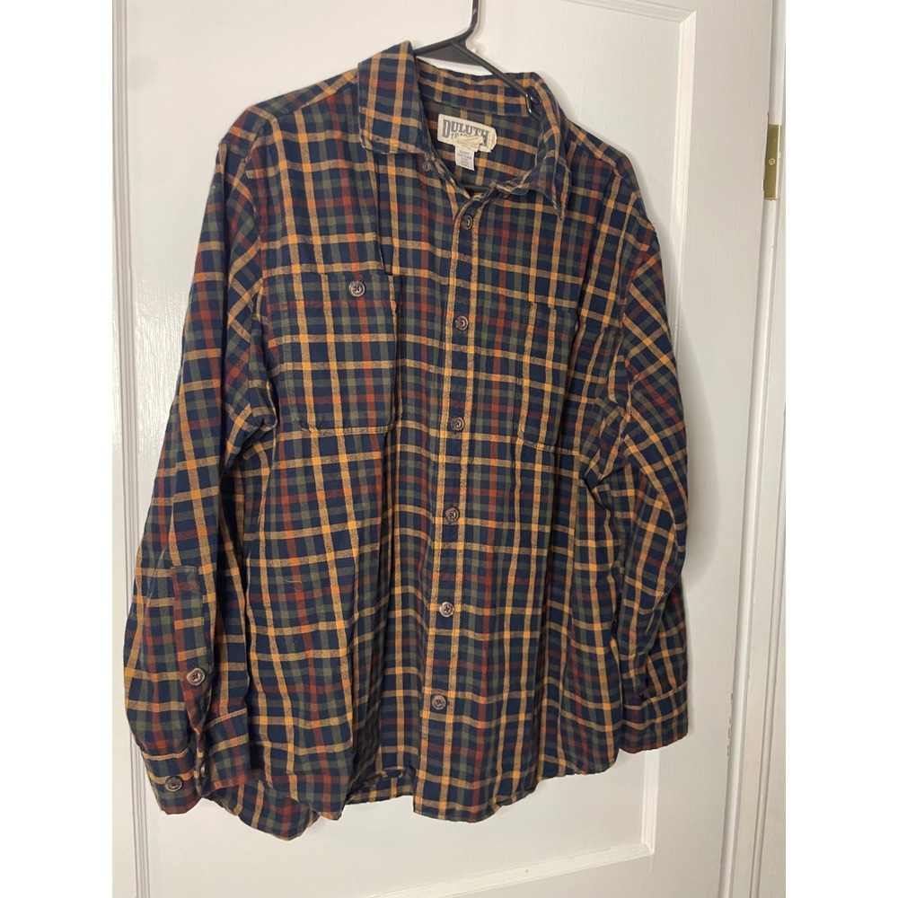 Duluth Trading Co. Mens Flannel Shirt L Plaid Button Up Long Sleeve Casual‎ Fall